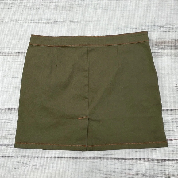 MODCLOTH Skirt Skirt Olive Green Twill Pockets Size 14 - Picture 2 of 8